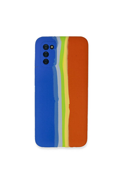 Twin Store حافظة جالاكسي A03S من السيليكون - أزرق-برتقالي