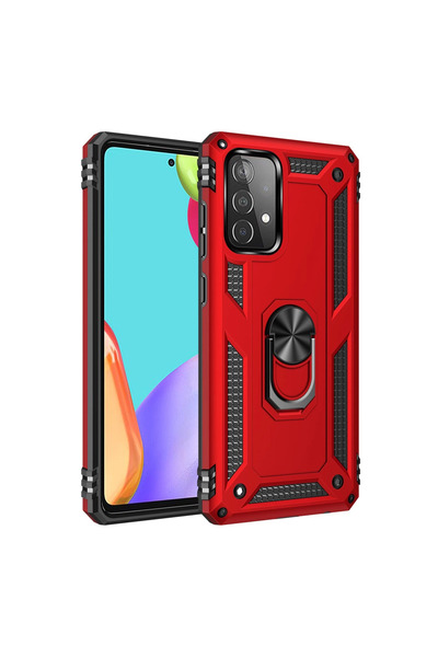 Twin Store غطاء سيليكون لجهاز Galaxy A52 مع حلقة صوفيا - أحمر