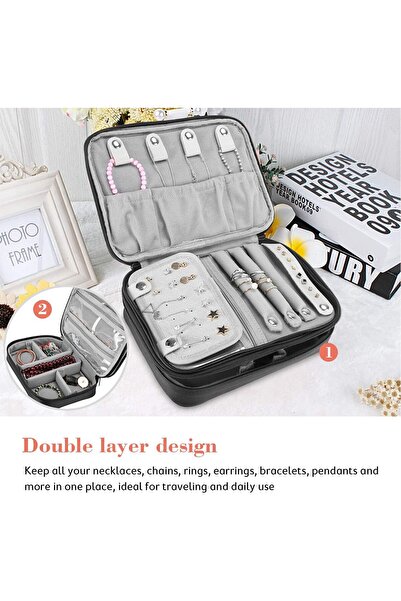 PROCASE Travel Jewelry Case Organizer Bag, Soft Padded Double Layer - Black