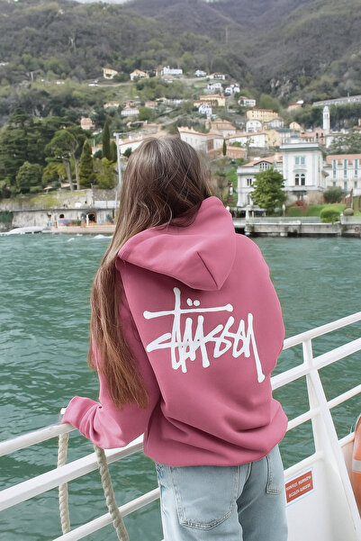 CLASSY.MODA Unisex 3 Thread O Oversized Stüssy Style Lettering B Printed K Hooded Kangaroo Pocket Comfortable Sweat Hoodie