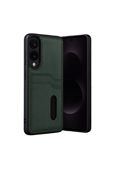 Twin Store حافظة جلدية لبطاقة العمل سارة لجهاز Galaxy S25 Edge - أخضر داكن