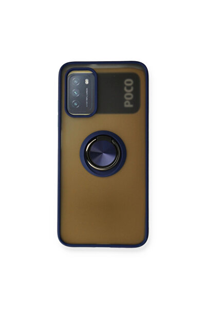 Twin Store غطاء حماية سيليكون لهاتف ريدمي 9T مع حلقة مونتريال - أزرق داكن