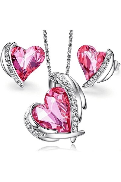 takantakana Stylish Colorful Stone, Zircon Stone Embroidered Heart Jewelry Se...