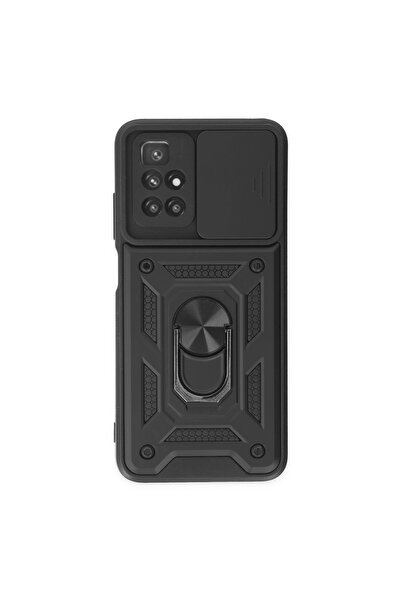 Twin Store حافظة ريدمي 10 2022 من السيليكون مع حلقة عدسة بارس - أسود