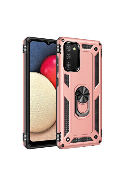 Twin Store غطاء سيليكون لهاتف جالاكسي A02S مع حلقة صوفيا - وردي