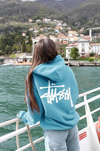 CLASSY.MODA Unisex 3 Thread O Oversized Stüssy Style Lettering B Printed K Hooded Kangaroo Pocket Comfortable Sweat Hoodie