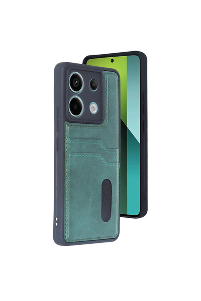Twin Store حافظة ريدمي نوت 13 5G حافظة جلدية مع حامل بطاقات سارة - أخضر داكن