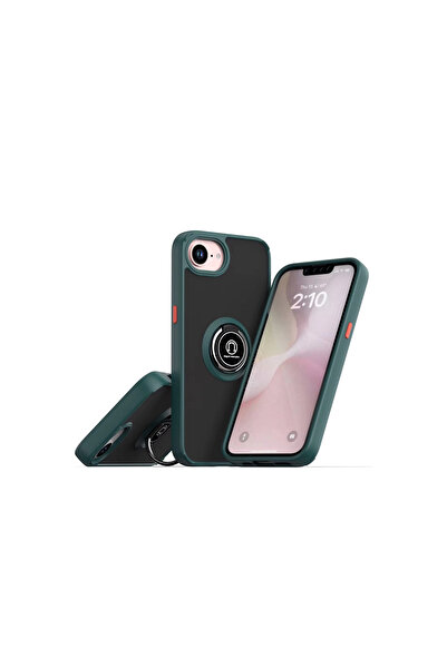 Twin Store غطاء سيليكون لهاتف آيفون 16E مع حلقة مونتريال - أخضر