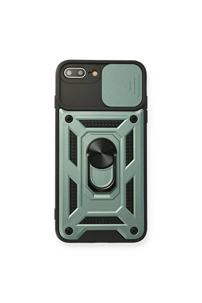 Twin Store حافظة آيفون 7 مع حلقة عدسة بارس من السيليكون - أخضر