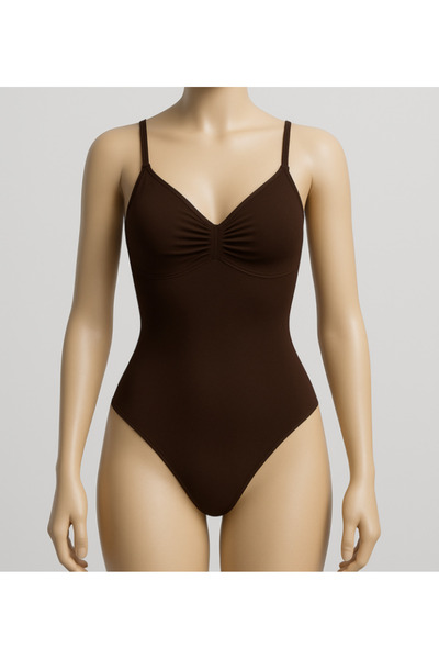 TOSKI Body Shaper Thong with Adjustable Thin Straps Brown