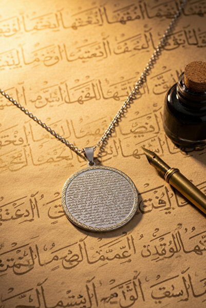 Storizaa قلادة فضية اللون من الفولاذ المقاوم للصدأ مع نقش آية قرآنية، لا تفقد...