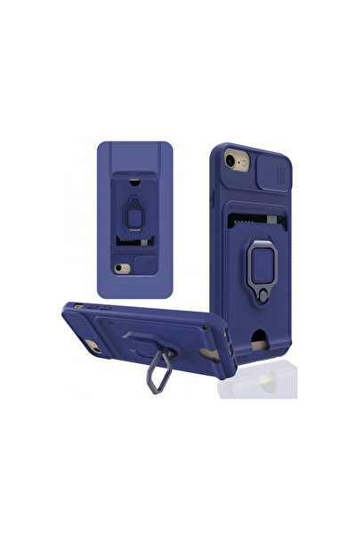 Twin Store حافظة آيفون 6 زوما مع حلقة بطاقة عمل من السيليكون - أزرق داكن