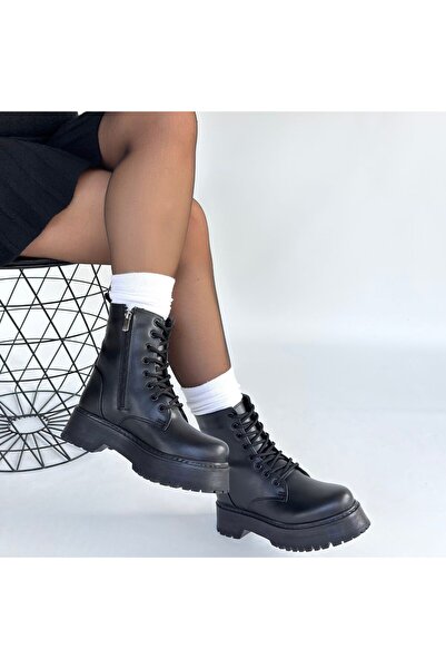 Lokiboo Jonni Black Leather Lace-Up Boots - Lisinya