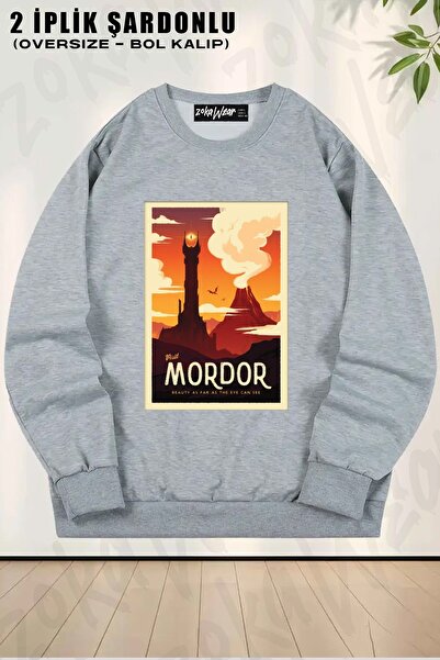 ZOKAWEAR Unisex Visit Mordor Printed Oversized Crew Neck Sweatshirt