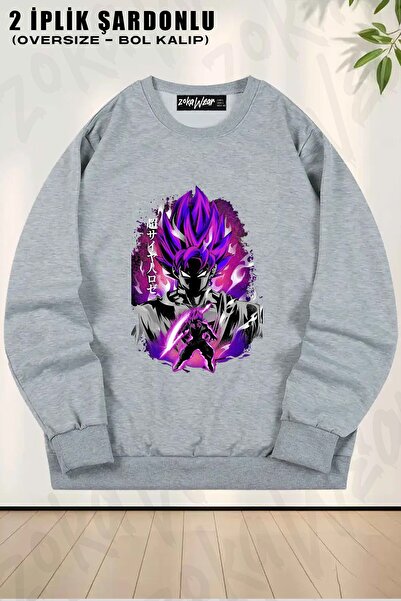 ZOKAWEAR Unisex Dragon Ball Black Goku Original God Imprimat Oversize Guler R...