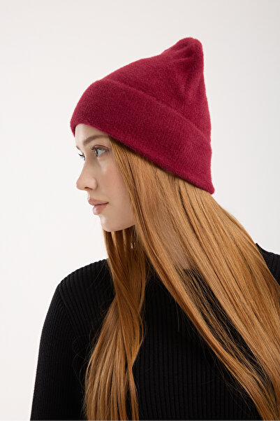 OX-RA Burgundy Plush Folded Bearded Beret