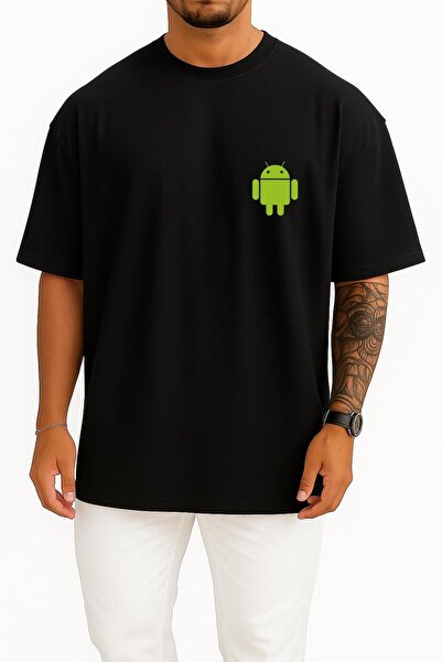 Bahriyeli Collection Oversized Android Logo Pocket Design Unisex T-Shirt