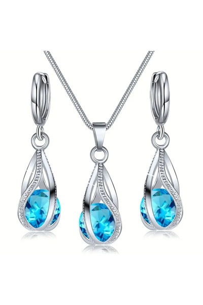 takantakana Elegant Jewelry Set with Stones, Zircon Stone Inlay (Necklace Ear...