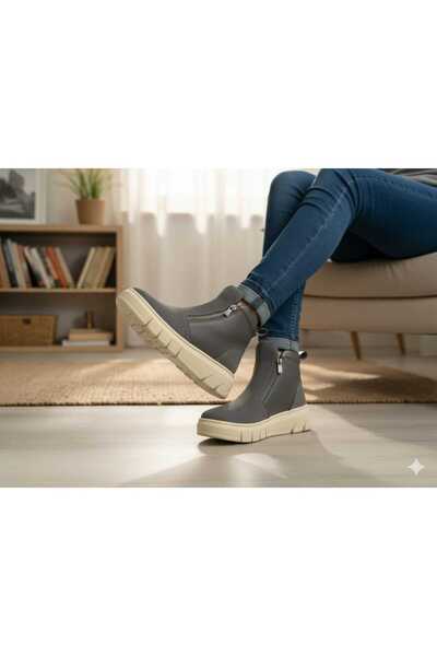 Roza Genuine Leather Nbuk Leather Mixture Double Zipper Strobel Makvel Stitching