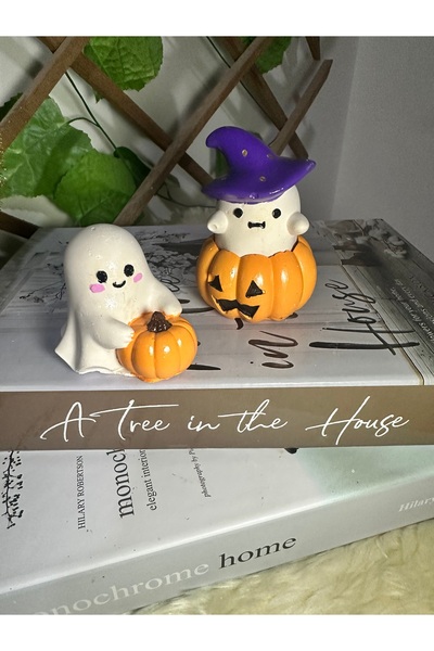 evdeki atölyem 2’li balkabağı hayalet dekor/hallowenn /kabak biblo,yılbaşı