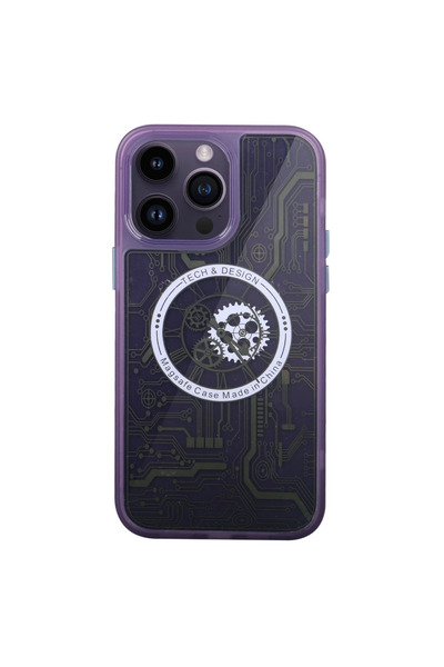 Twin Store حافظة آيفون 14 من السيليكون السحري المغناطيسي الآمن - أرجواني عميق