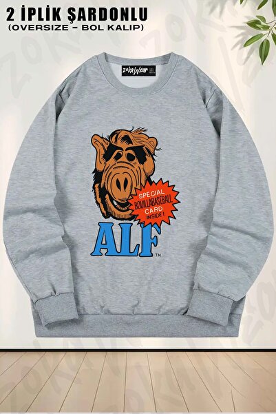 ZOKAWEAR Unisex ALF Retro TV seria anii 80 cu imprimeu supradimensionat guler...