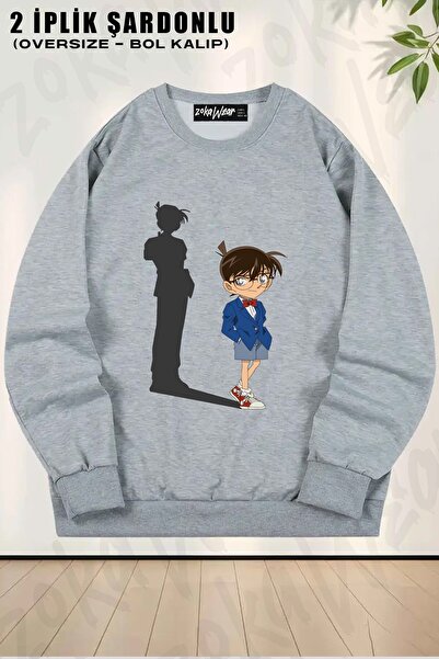 ZOKAWEAR Hanorac unisex Conan (DETECTIVE CONAN) B cu imprimeu O supradimensio...