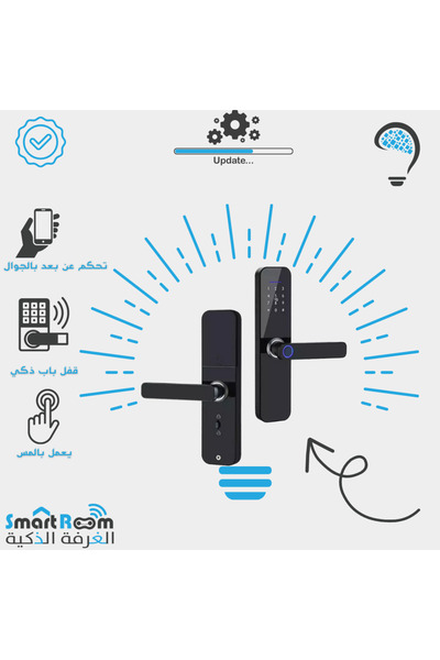 Lermom قفل باب الكتروني ذكي يعمل بالبصمه و الرقم السري و Card ID عالي الامان أسود