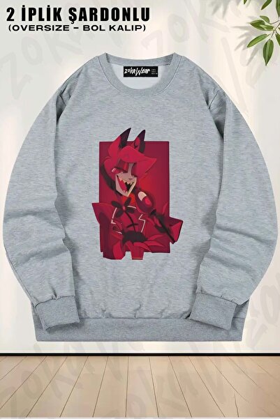 ZOKAWEAR سويت شيرت ألاستور هاسبين هوتيل مطبوع قصة فضفاضة برقبة دائرية للجنسين