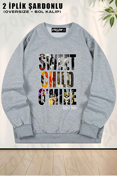 ZOKAWEAR Φούτερ Unisex Sweet Child Guns N' Roses με τύπωμα oversized με λαιμό...