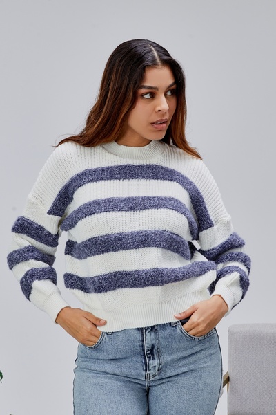 Jinx Wear Fashion Coool Oversized Wide Fit Crew Neck Lucy Striped Sweater