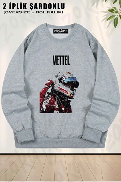 ZOKAWEAR سويت شيرت سيباستيان فيتيل فورمولا مطبوع قصة فضفاضة برقبة دائرية للجنسين