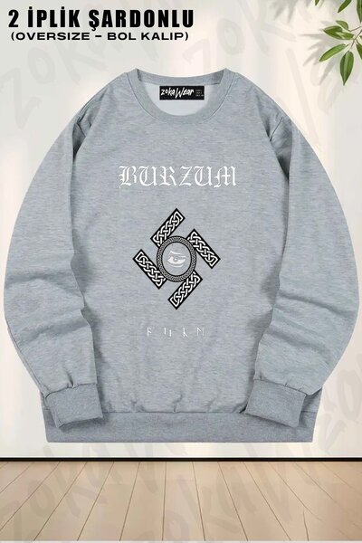 ZOKAWEAR Unisex Burzum Printed Oversized Crew Neck Sweatshirt