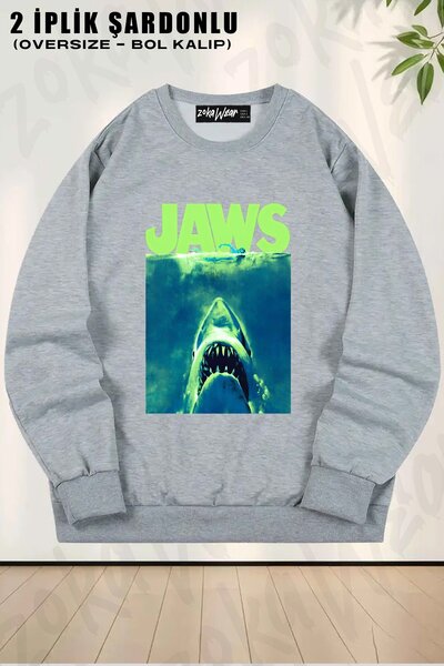 ZOKAWEAR Poster unisex Jaws Surfacing Neon cu imprimeu supradimensionat guler...
