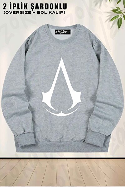 ZOKAWEAR Logo unisex Assassin's Creed cu imprimeu supradimensionat guler rotu...