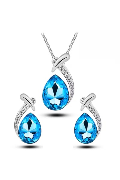 Worldshop Stylish Stone, Trendy Zircon Stone Embellished Jewelry Set (Necklac...