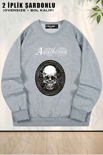 ZOKAWEAR Unisex Anathema cu imprimeu supradimensionat guler rotund Swea tricou