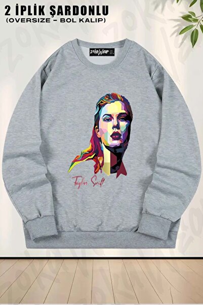 ZOKAWEAR سويت شيرت تايلور سويفت x2 مطبوع قصة فضفاضة برقبة دائرية للجنسين