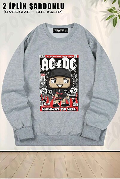 ZOKAWEAR Unisex Acdc Special cu imprimeu supradimensionat guler rotund Swea t...