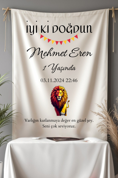 Puppetzzz Kişiye Özel Sarı Kırmızı Renkli Kişiselleştirilebilir Duvar Örtüsü ...