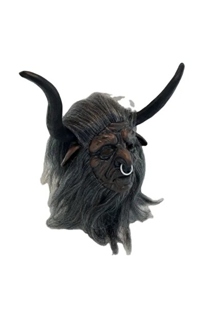 Zherqon Horror Mask - Demon Bull King with Horns, Latex, Black