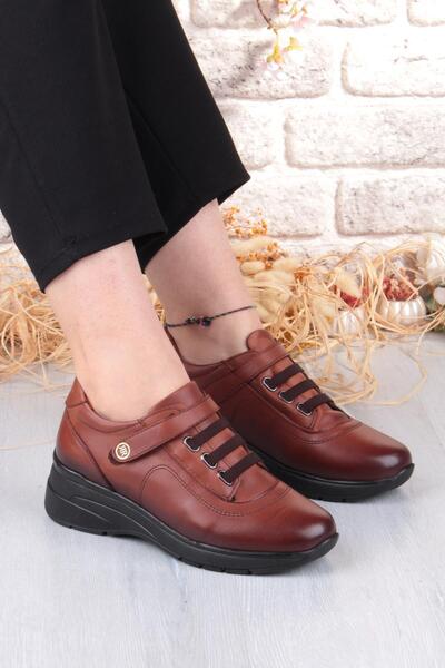 Mehmet Mete 7313 Comfortable Flexible Non-Slip Sole Genuine Leather Women's Shoes