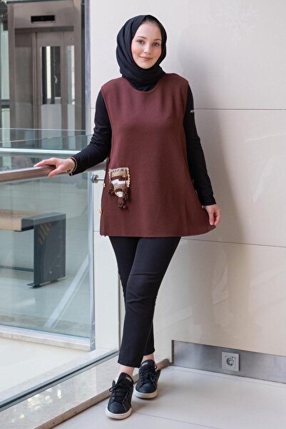 Ghisa Ethnic Pattern Pocket Vest with Buttons on the Sides