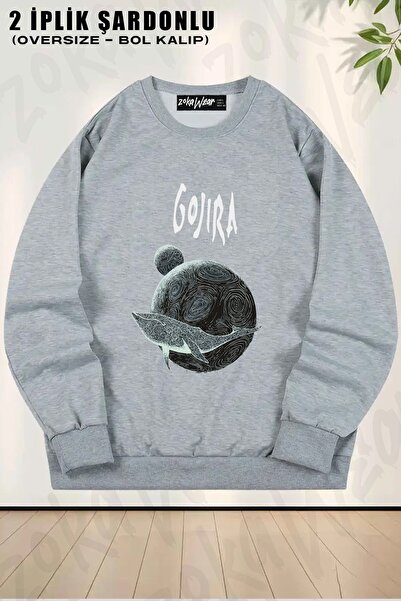 ZOKAWEAR سويت شيرت مارس تو سيريوس V2 جوجيرا مطبوع قصة فضفاضة برقبة دائرية للج...