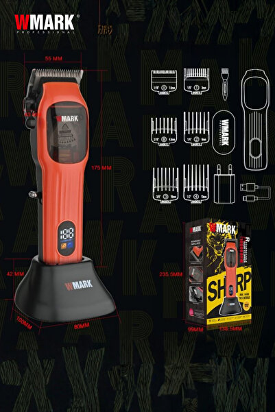 Wmark Rechargeable Hair Clipper (Blue & Orange) Saç Ve Sakal Makinesi NG-9006 SET