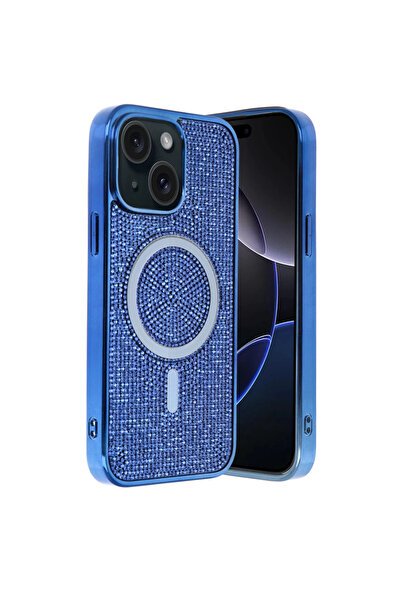 Twin Store غطاء هيلين ماج سيف لهاتف آيفون 15 - أزرق داكن