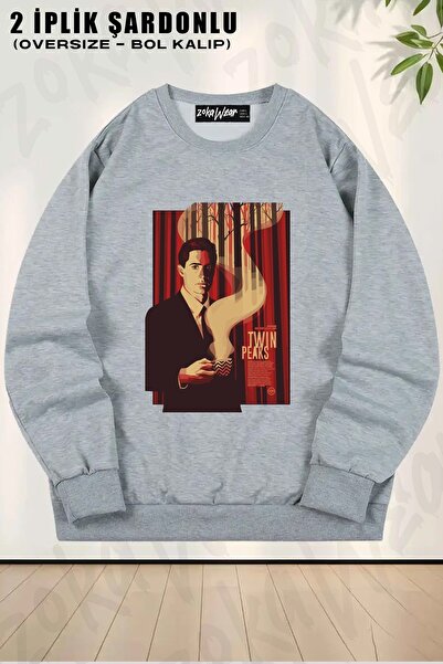 ZOKAWEAR سويت شيرت يونيسكس تاين بيكز 2 مطبوع قصة فضفاضة برقبة دائرية