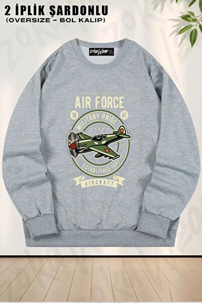 ZOKAWEAR Unisex Airforce, Avion militar, Avion, Avion, Pilot cu imprimeu supr...