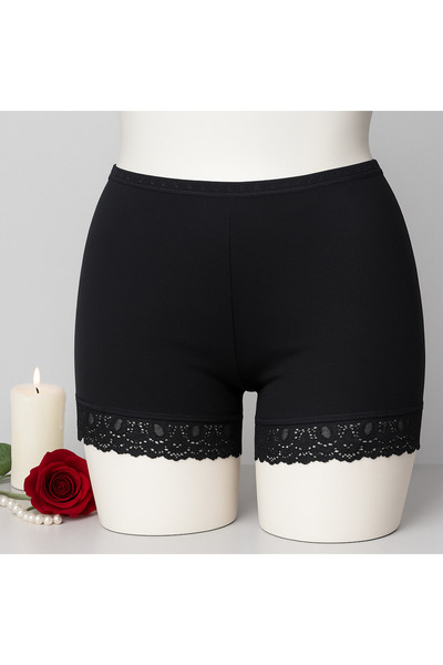 VİP SECRET Plus Size Lace Combed Cotton Short Leggings – Combed Cotton Shorts Boxer