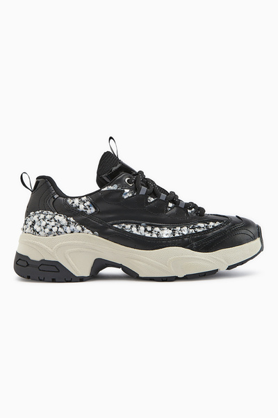 Limoya Rozhin Black Sequin Thick Sole Women's Sports Shoes